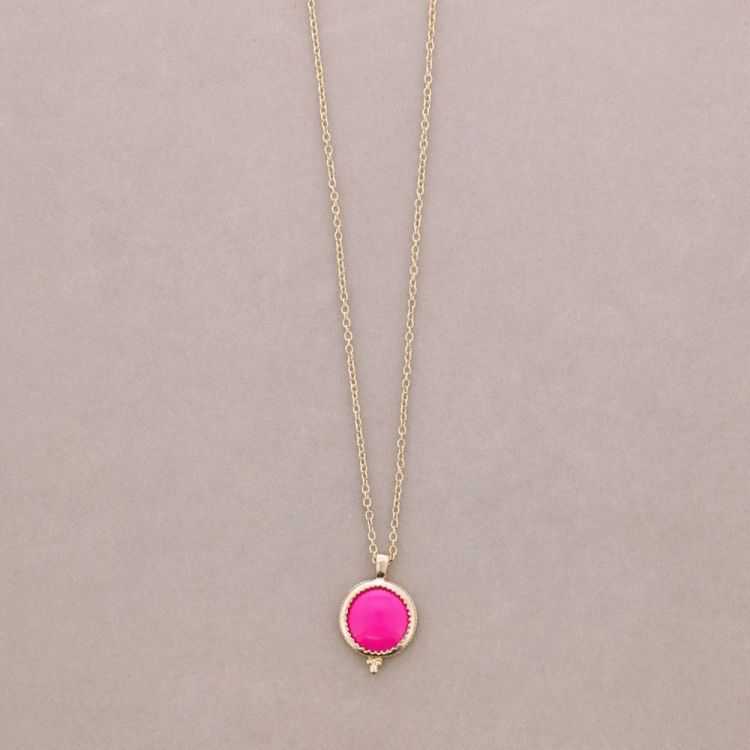 LONG NECKLACE WITH METAL RESIN PENDANT