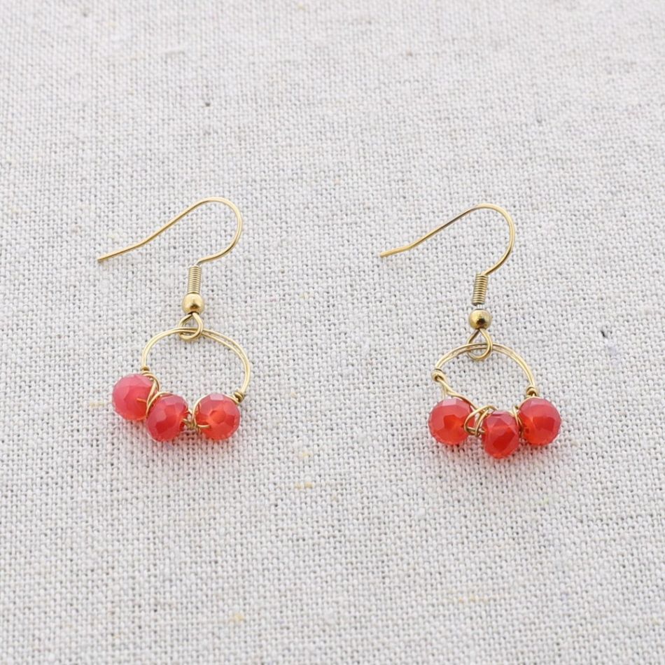 PENDIENTES ACERO COLGANTE ARO CRISTALES