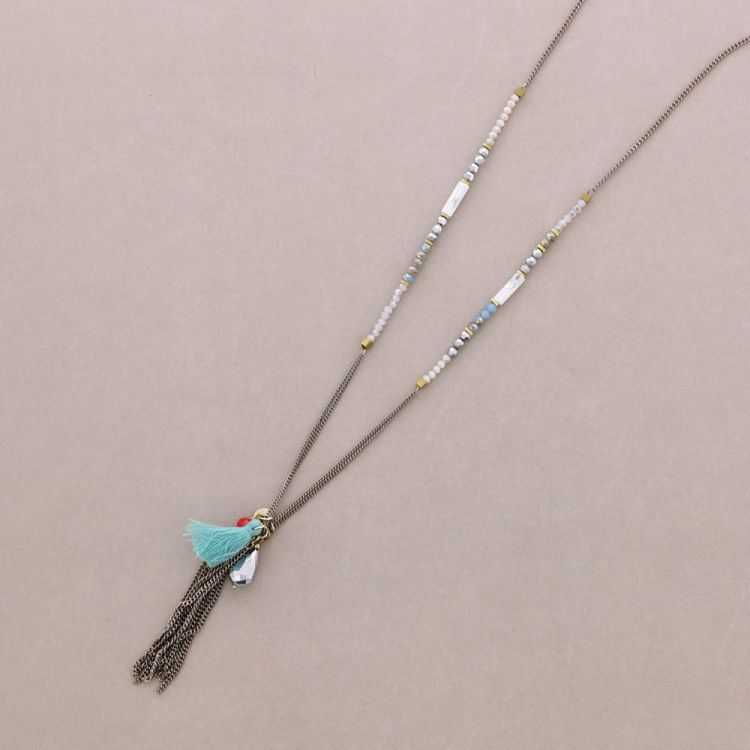 COLLAR LARGO CUENTAS COLG. FLECO