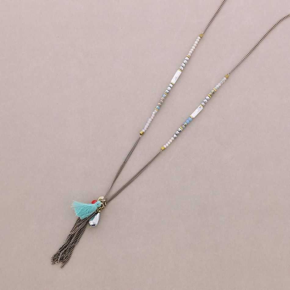 COLLAR LARGO CUENTAS COLG. FLECO