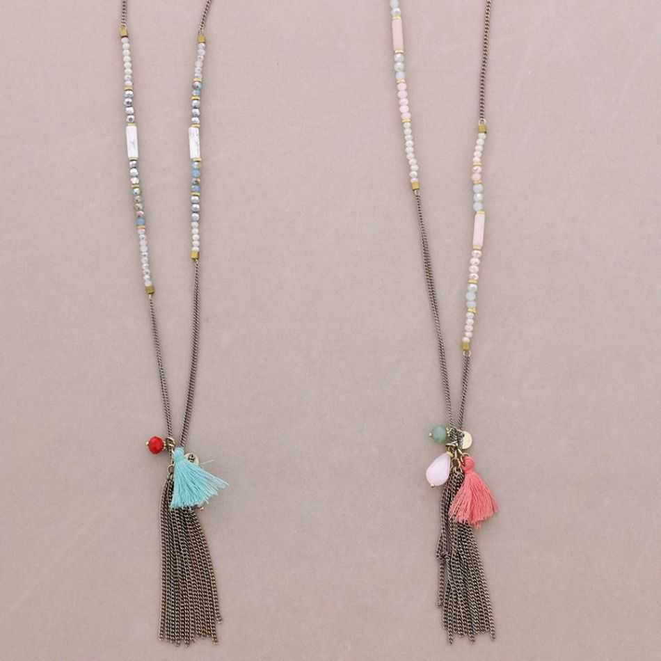 COLLAR LARGO CUENTAS COLG. FLECO