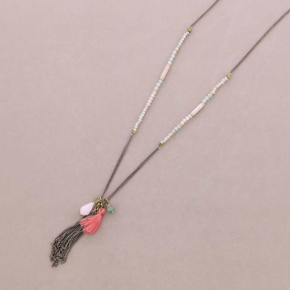 COLLAR LARGO CUENTAS COLG. FLECO