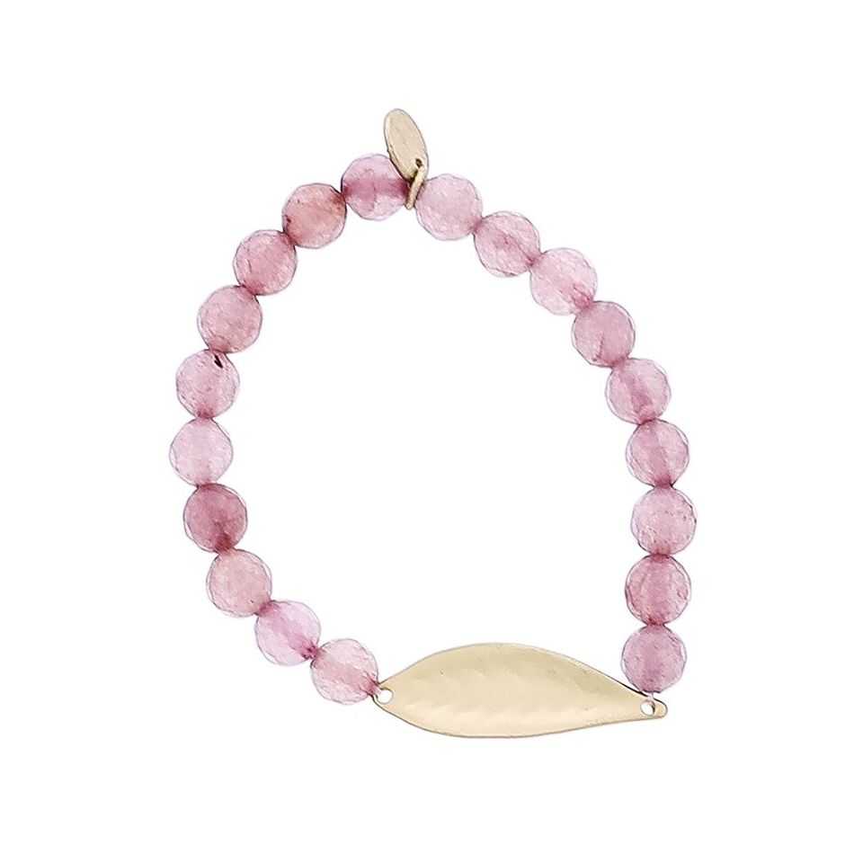 PULSERA ELÁSTICA PIEDRAS NATURALES HOJA METAL