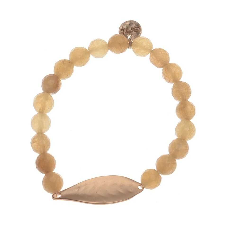 PULSERA ELÁSTICA PIEDRAS NATURALES HOJA METAL