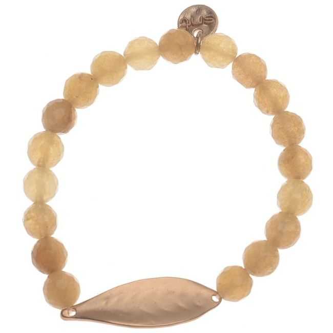 PULSERA ELÁSTICA PIEDRAS NATURALES HOJA METAL