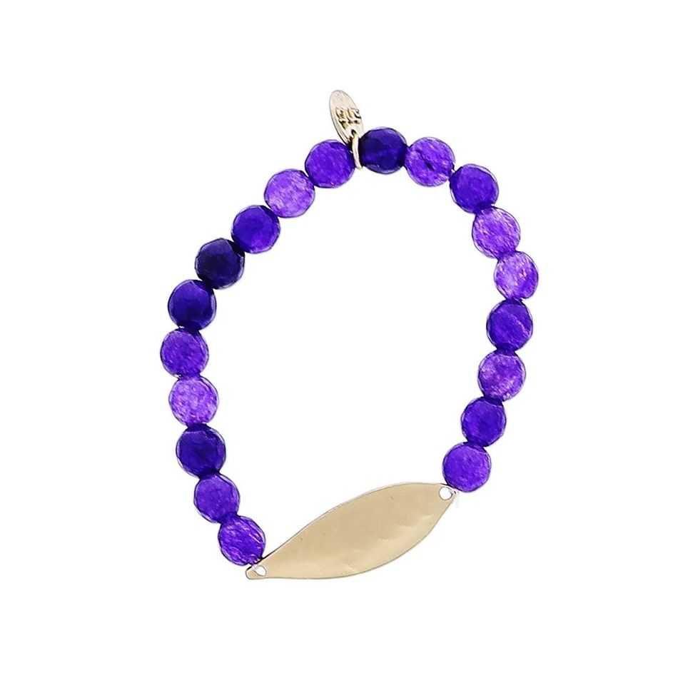 PULSERA ELÁSTICA PIEDRAS NATURALES HOJA METAL