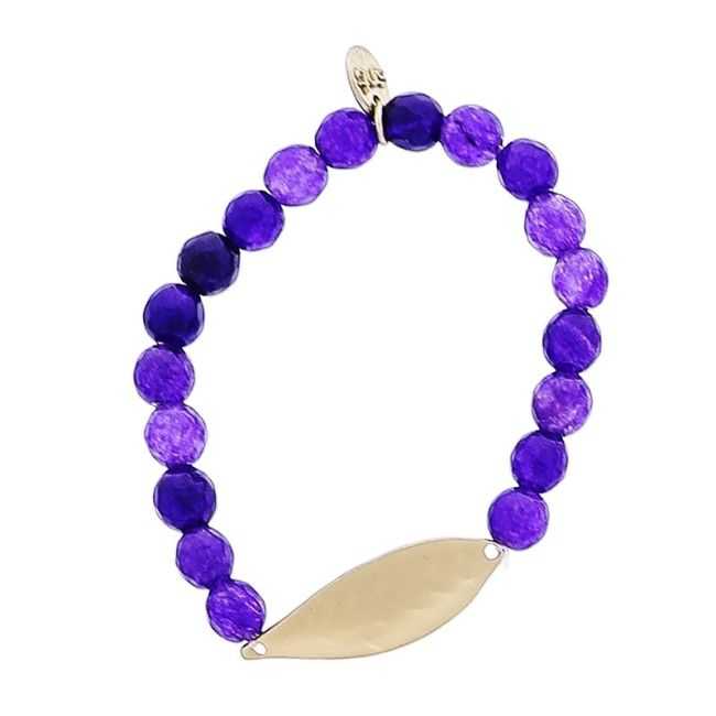 PULSERA ELÁSTICA PIEDRAS NATURALES HOJA METAL