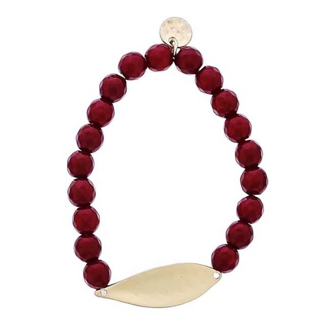 PULSERA ELÁSTICA PIEDRAS NATURALES HOJA METAL