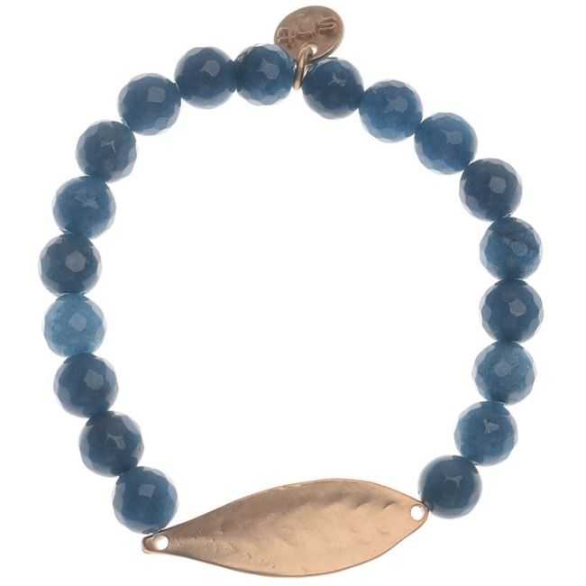 PULSERA ELÁSTICA PIEDRAS NATURALES HOJA METAL
