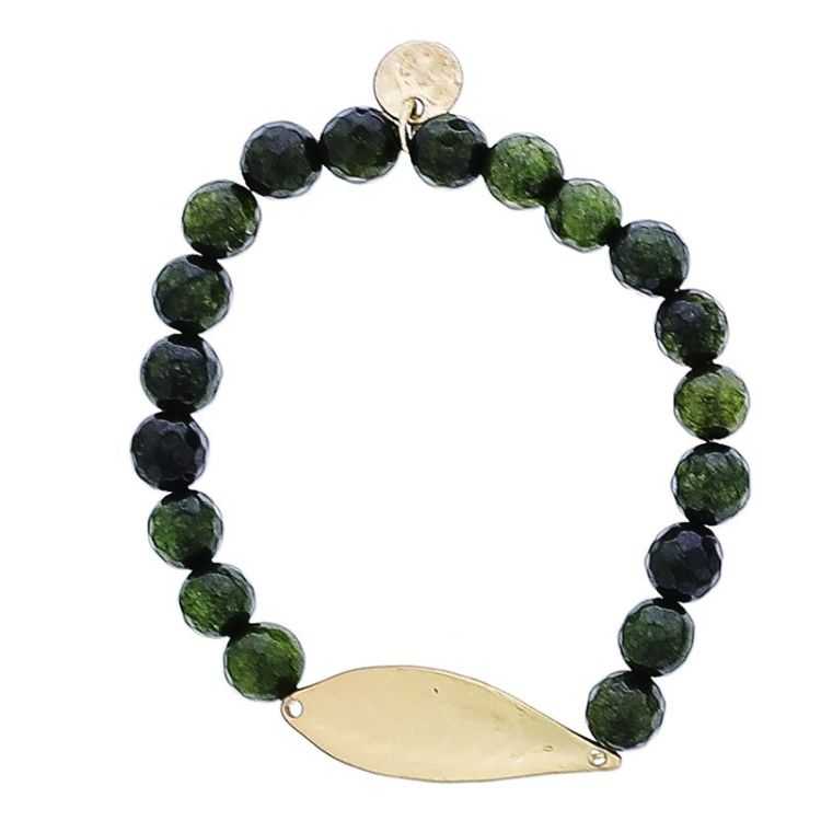PULSERA ELÁSTICA PIEDRAS NATURALES HOJA METAL
