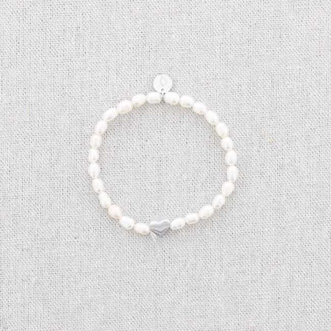STEEL HEART CULTURED PEARLS ELASTIC BRACELET