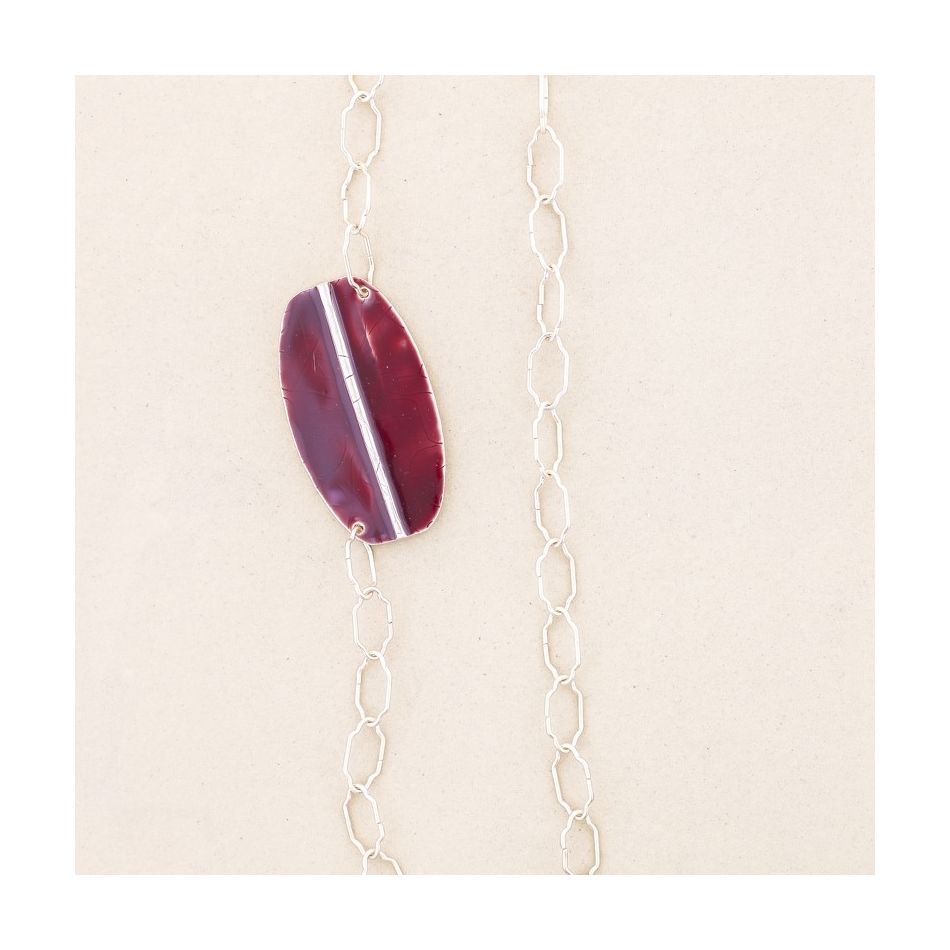 LONG ENAMEL METAL LINK NECKLACE