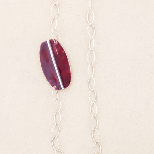 LONG ENAMEL METAL LINK NECKLACE