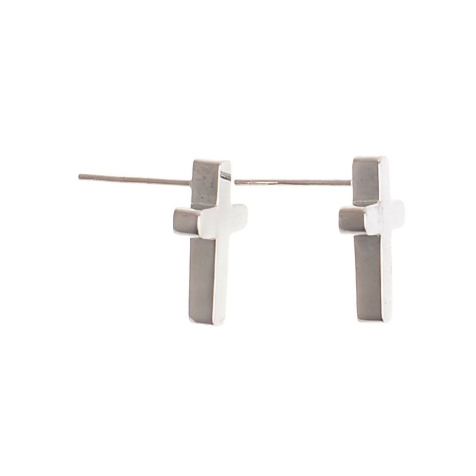 STEEL CROSS EARRINGS