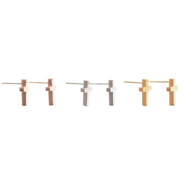 STEEL CROSS EARRINGS
