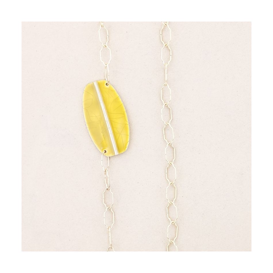 LONG ENAMEL METAL LINK NECKLACE