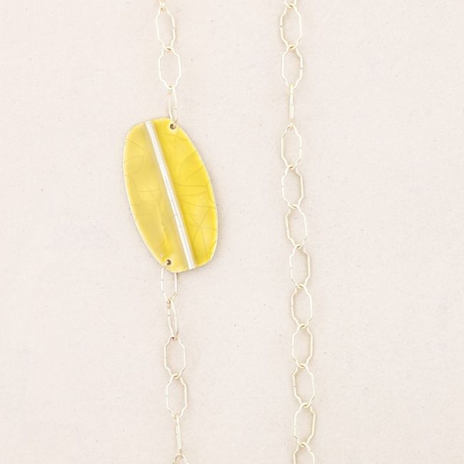 LONG ENAMEL METAL LINK NECKLACE