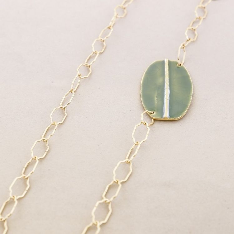 LONG ENAMEL METAL LINK NECKLACE