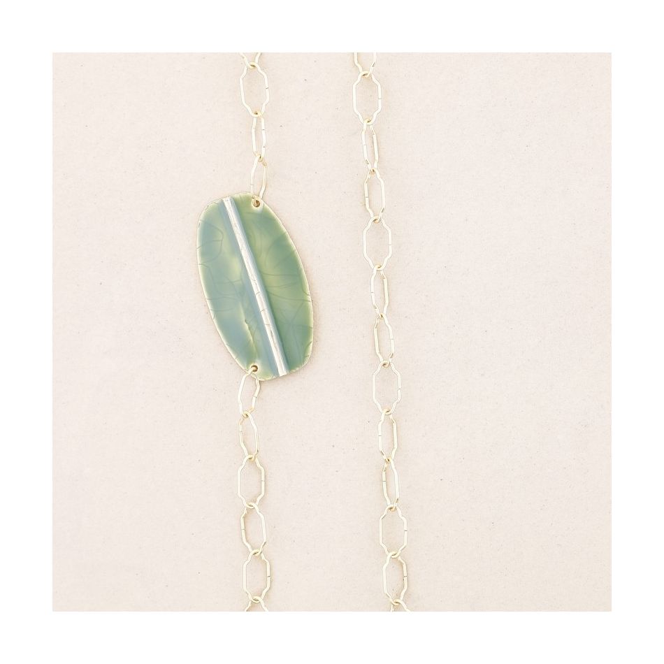 LONG ENAMEL METAL LINK NECKLACE