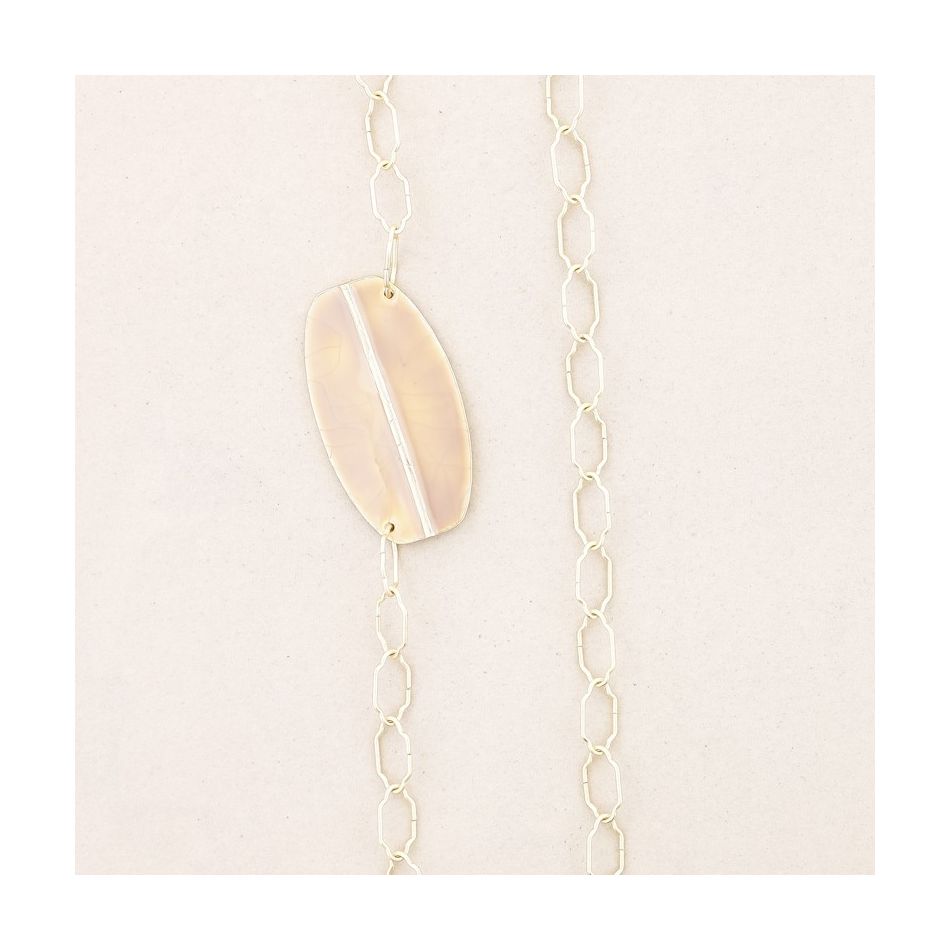 LONG ENAMEL METAL LINK NECKLACE