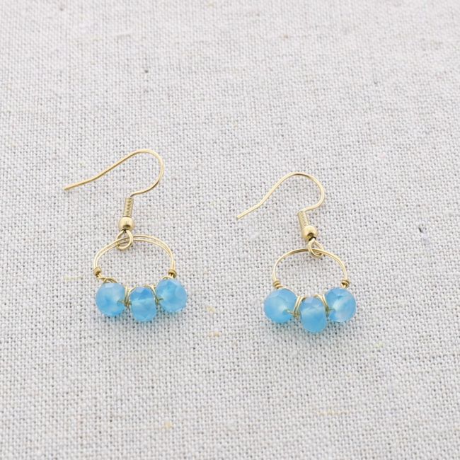 PENDIENTES ACERO COLGANTE ARO CRISTALES