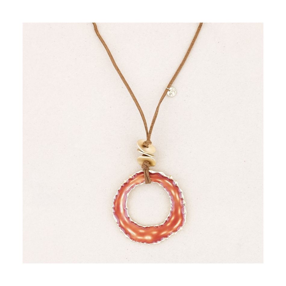 LONG ENAMEL MEDALLION PENDANT NECKLACE