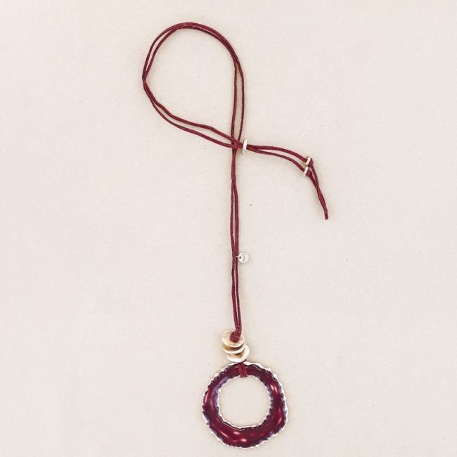 LONG ENAMEL MEDALLION PENDANT NECKLACE