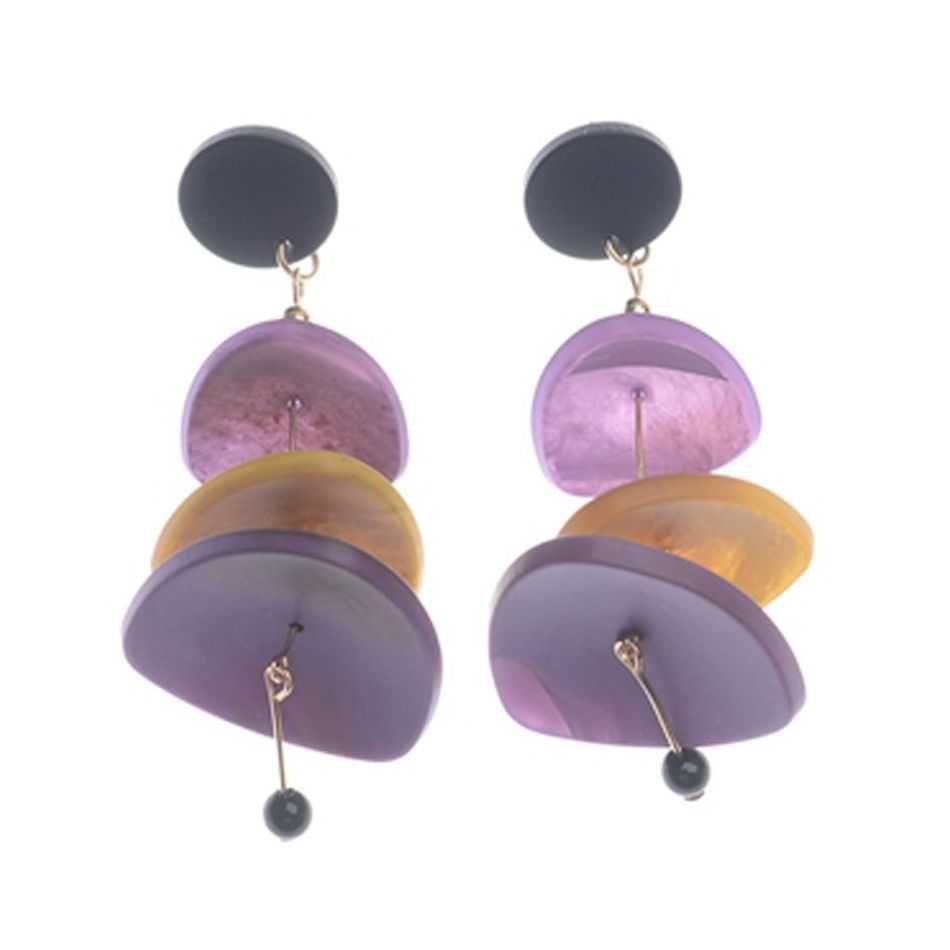 TRIPLE MATT RESIN PENDANT EARRINGS