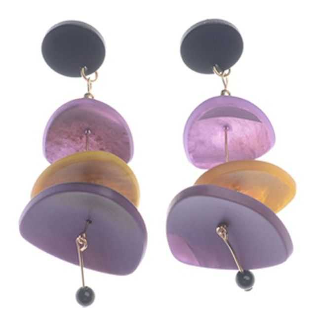 TRIPLE MATT RESIN PENDANT EARRINGS