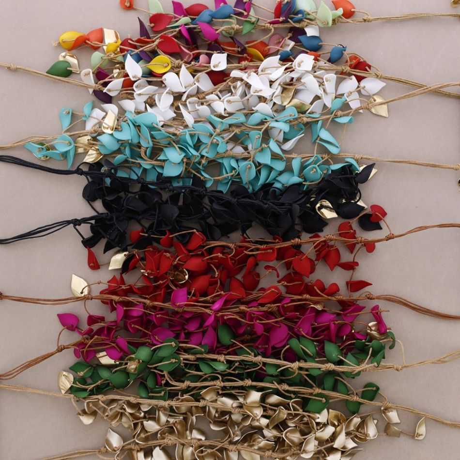 LONG NECKLACE WITH RESIN LEAF PENDANTS