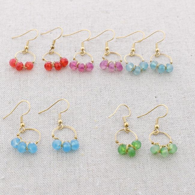 PENDIENTES ACERO COLGANTE ARO CRISTALES