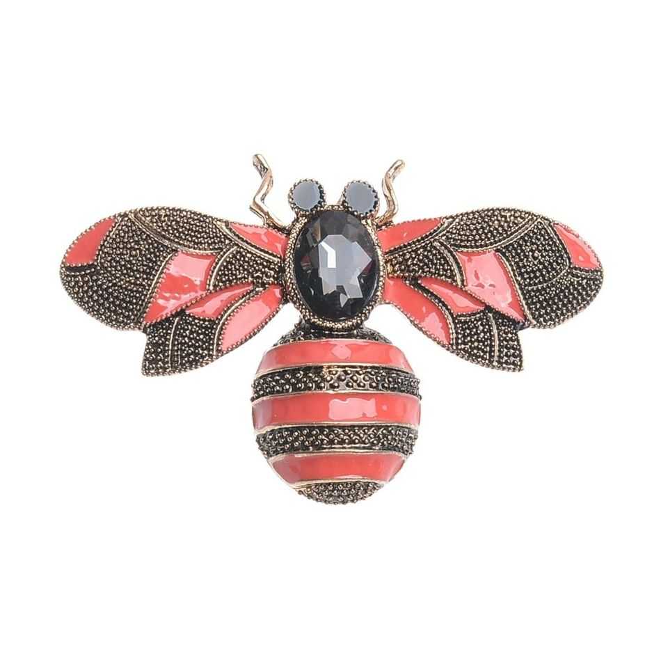 METAL ENAMEL BEE BROOCH