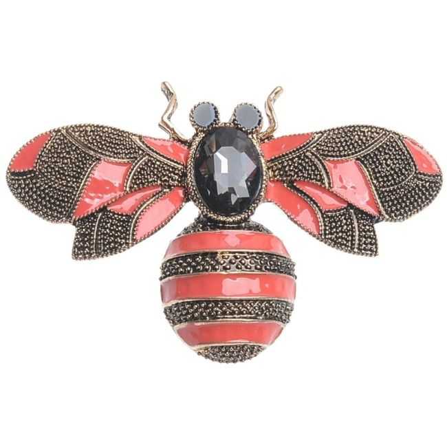 METAL ENAMEL BEE BROOCH