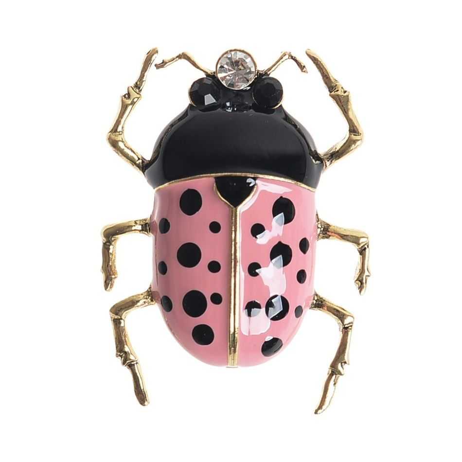 INSECT BROOCH METAL ENAMEL POLKA DOTS