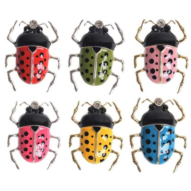 INSECT BROOCH METAL ENAMEL POLKA DOTS 2
