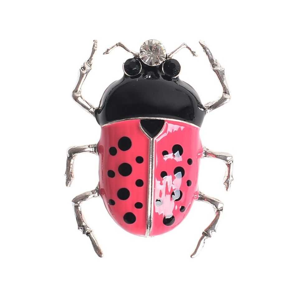 INSECT BROOCH METAL ENAMEL POLKA DOTS