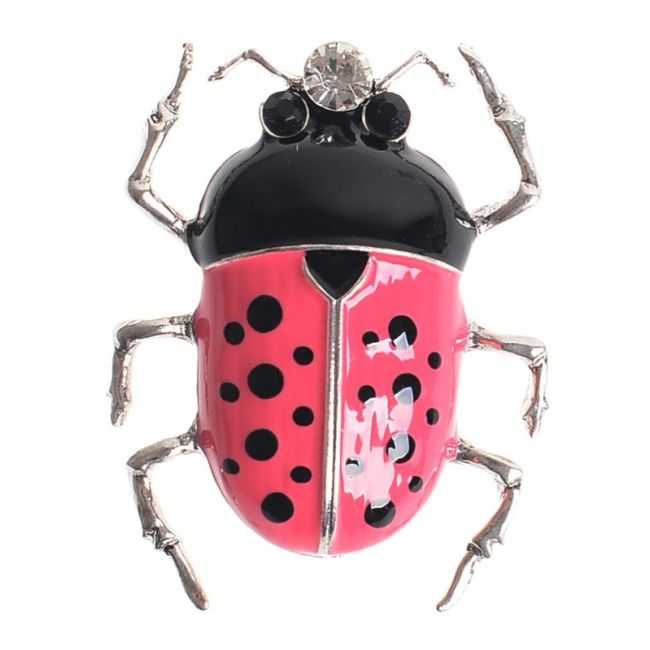 INSECT BROOCH METAL ENAMEL POLKA DOTS