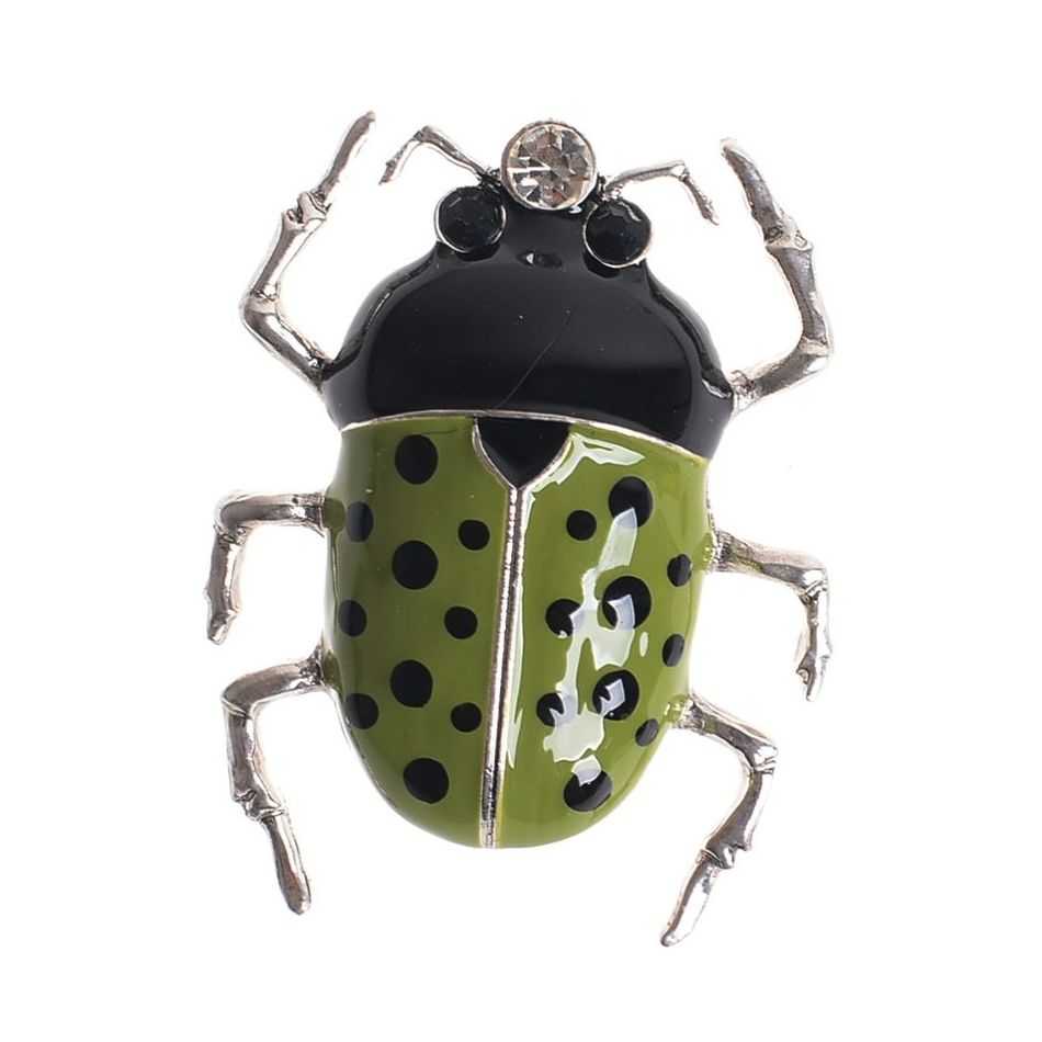 INSECT BROOCH METAL ENAMEL POLKA DOTS