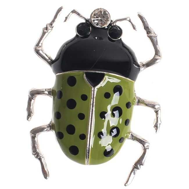 INSECT BROOCH METAL ENAMEL POLKA DOTS