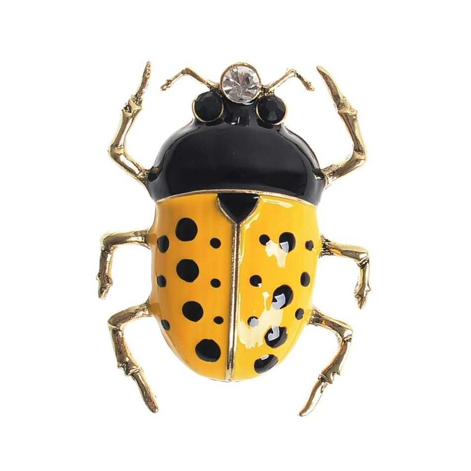 INSECT BROOCH METAL ENAMEL POLKA DOTS
