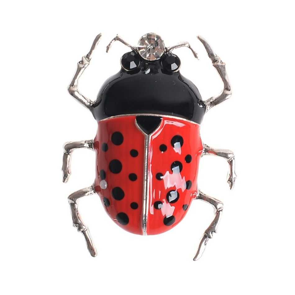 INSECT BROOCH METAL ENAMEL POLKA DOTS