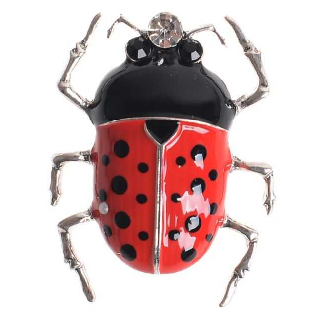 INSECT BROOCH METAL ENAMEL POLKA DOTS