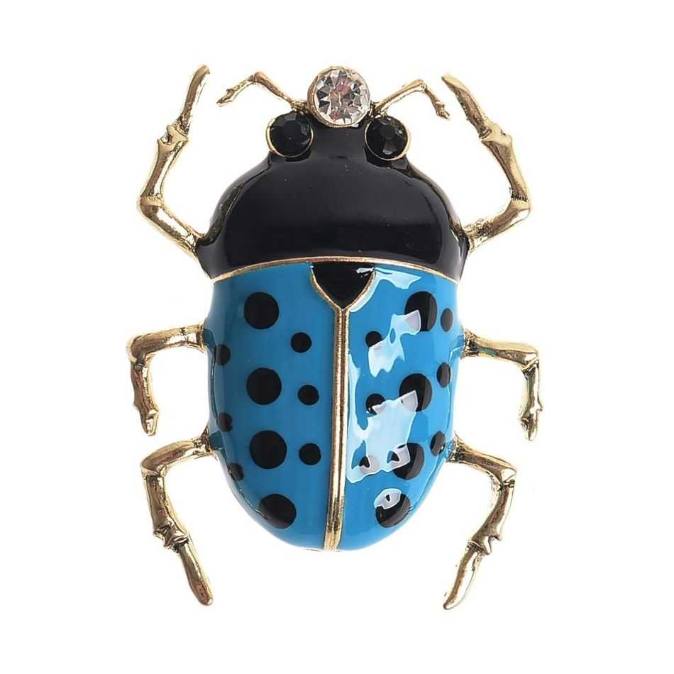INSECT BROOCH METAL ENAMEL POLKA DOTS