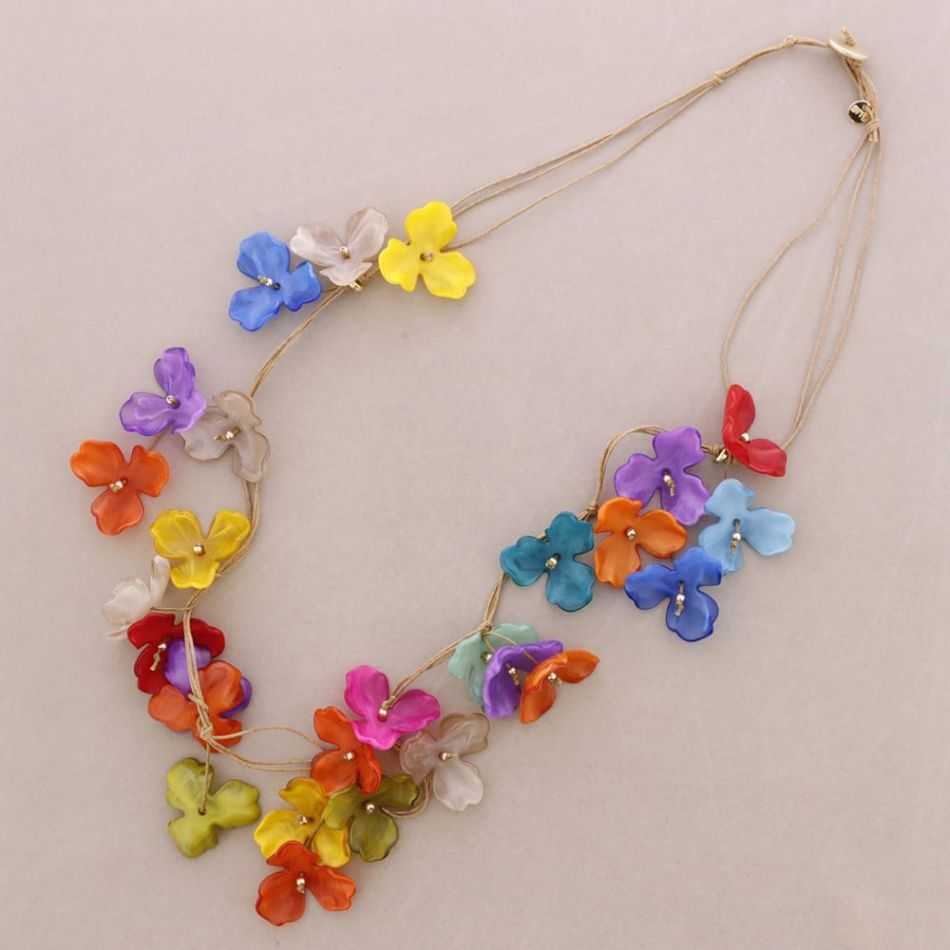COLLAR LARGO COLGANTES FLOR RESINA