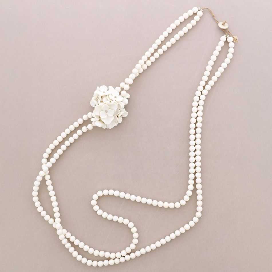 LONG DOUBLE BEAD NECKLACE RESIN FLOWER