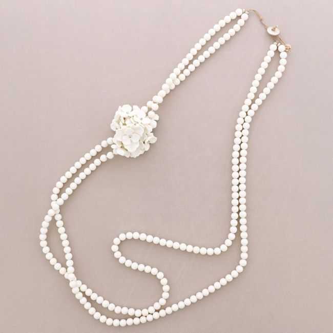 LONG DOUBLE BEAD NECKLACE RESIN FLOWER