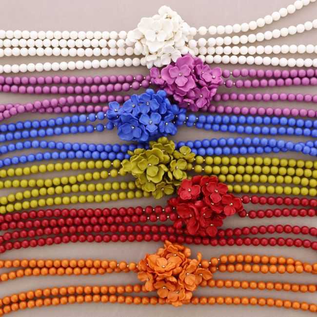 COLLAR LARGO DOBLE CUENTAS FLOR RESINA