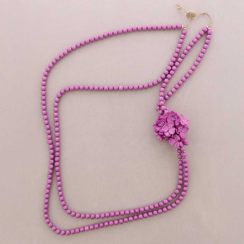 LONG DOUBLE BEAD NECKLACE RESIN FLOWER