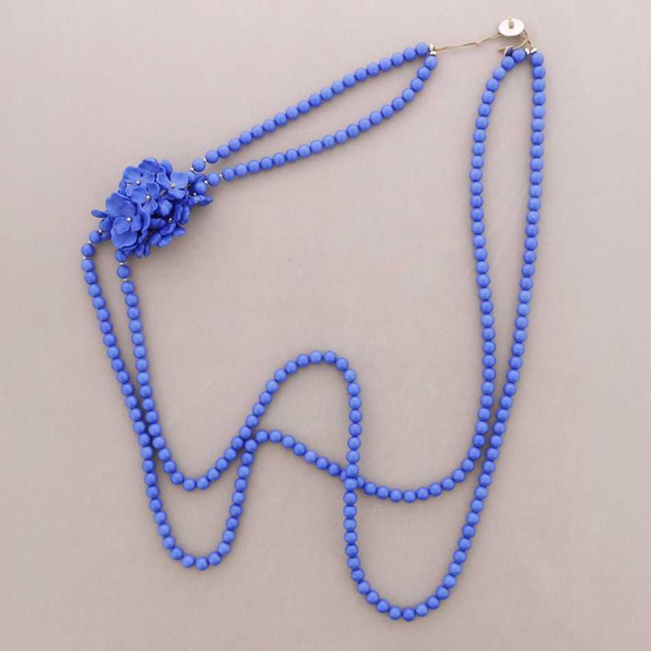 LONG DOUBLE BEAD NECKLACE RESIN FLOWER