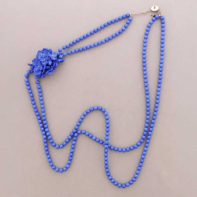 LONG DOUBLE BEAD NECKLACE RESIN FLOWER